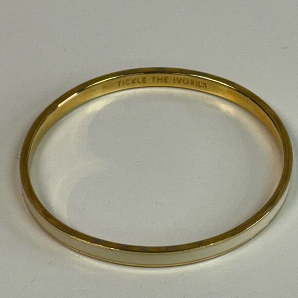 Kate Spade Tickle The Ivories White & Gold Bangle Bracelet - Picture 2 of 3